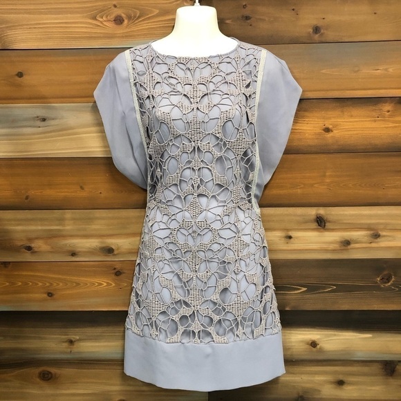 SEE By Chloe Lavender Grey Lace Panel Dress Size 0/2 - Picture 3 of 8